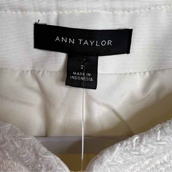 Ann Taylor Tweed Trimmed Patch Pocket Jacket Winter White - Picture 10 of 16